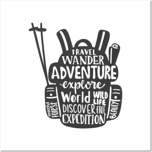 Travel, Wander, Adventure Bag, Outdoors Shirt, Hiking Shirt, Adventure Shirt, Camping Shirt Posters and Art